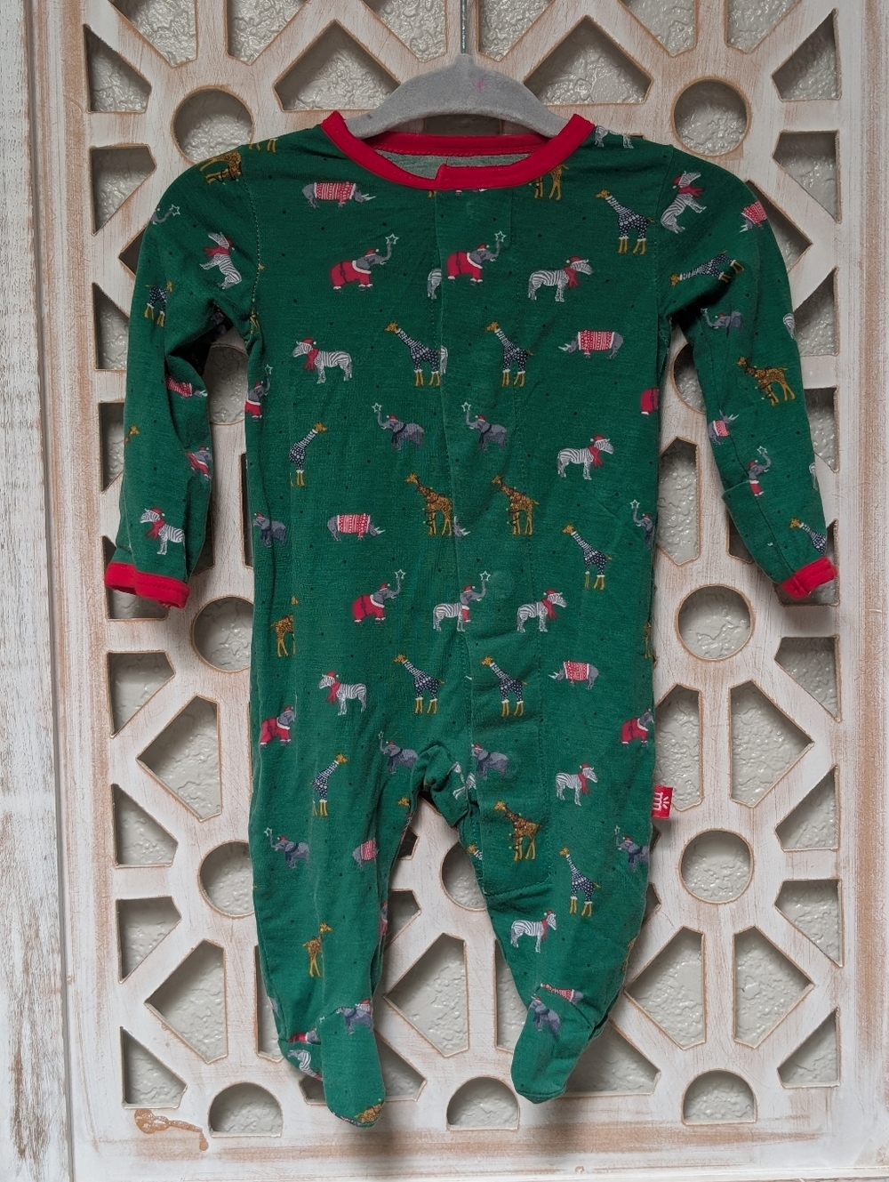 Magnetic Me Jungle Bells Footie One Piece Pajama Newborn 5-8 lbs Christmas Modal